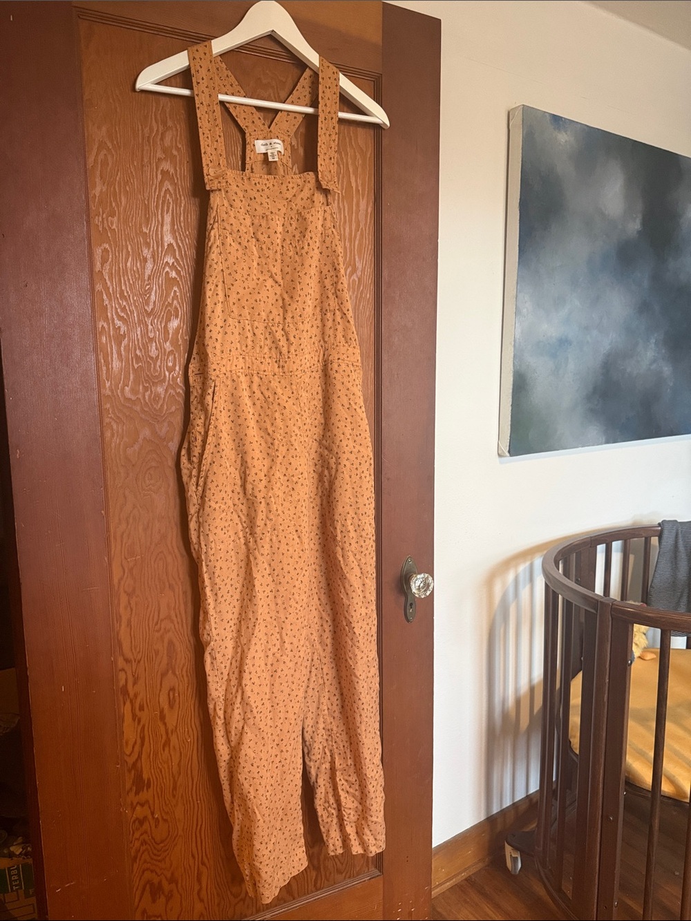 cloth & stone Rust Orange Dot-Print Cotton Overalls Jumpsuit
